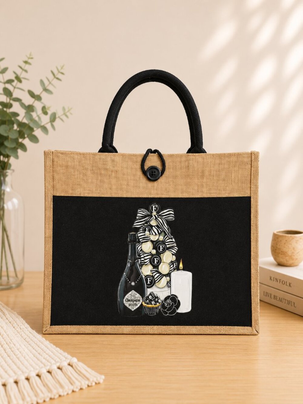 Canvas Fashion Jute Tote, Reusable, Beach, Travel Tote
